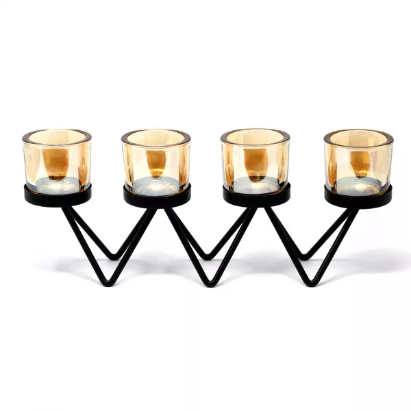 Centrepiece Iron Votive Candle Holder - 4 Cup Zig Zag - Image 2