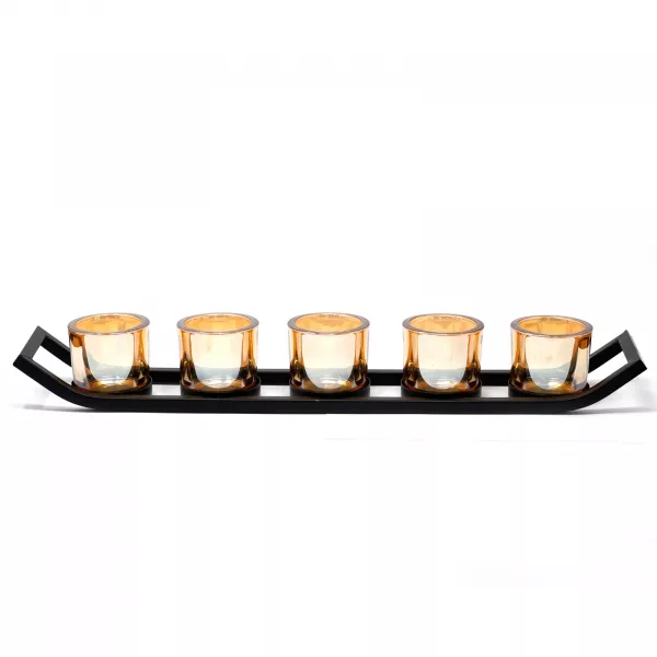 Centrepiece Iron Votive Candle Holder - 5 Cup Ledge - Image 2