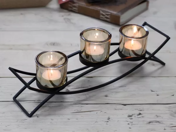 Centrepiece Iron Votive Candle Holder - 3 Cup Silhouette - Image 3