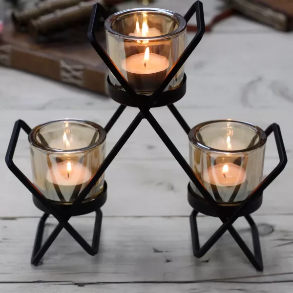 Centrepiece Iron Votive Candle Holder - 3 Cup Triangle - Image 3
