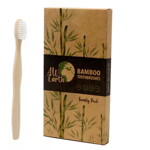 Bamboo Toothbrush - White - Family Pack of 4 - Med Soft - Image 4