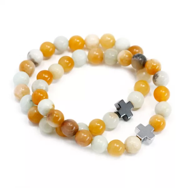 Set of 2 Gemstones Friendship Bracelets - Loyalty - Amazonite & Yellow Jasper - Image 2