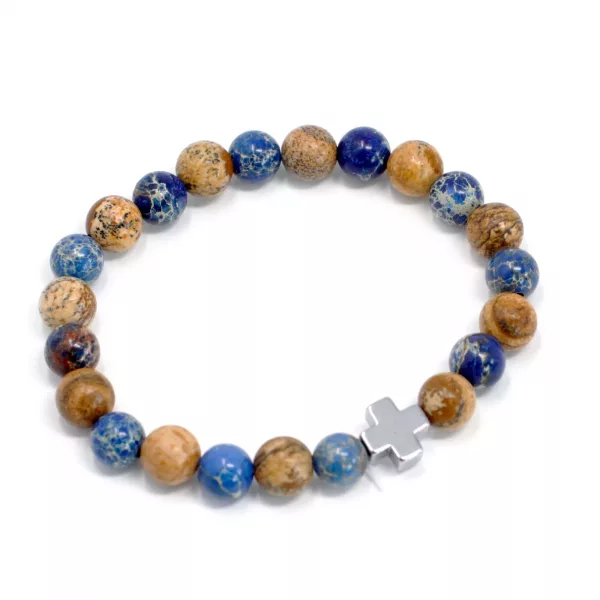 Set of 2 Gemstones Friendship Bracelets - Support - Sodalite & Picture Stone - Image 3