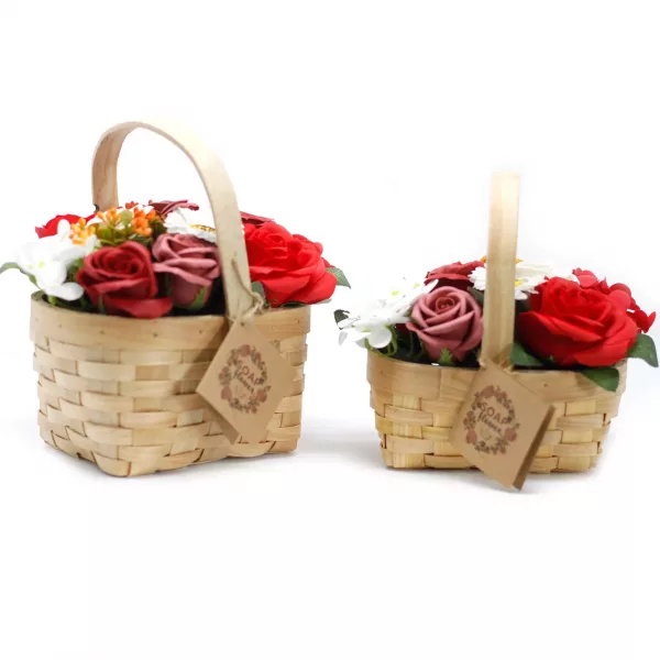 Medium Red Bouquet in Wicker Basket - Image 3