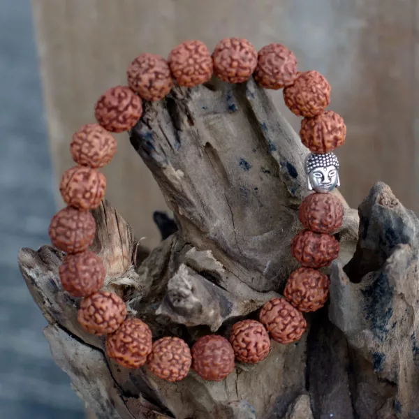 Rudraksha Buddah Bangle Mala - Natural - Image 4