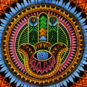 Handbrushed Cotton Wall Art – Hamsa