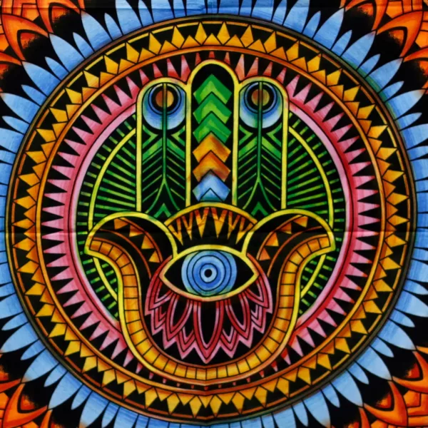 Handbrushed Cotton Wall Art - Hamsa - Image 2