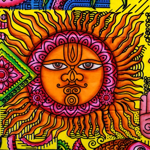 Handbrushed Cotton Wall Art - Sun - Image 2