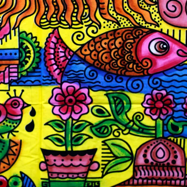 Handbrushed Cotton Wall Art - Sun - Image 3