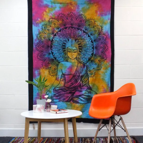 Single Cotton Bedspread + Wall Hanging - Peaceful Buddha - Image 3