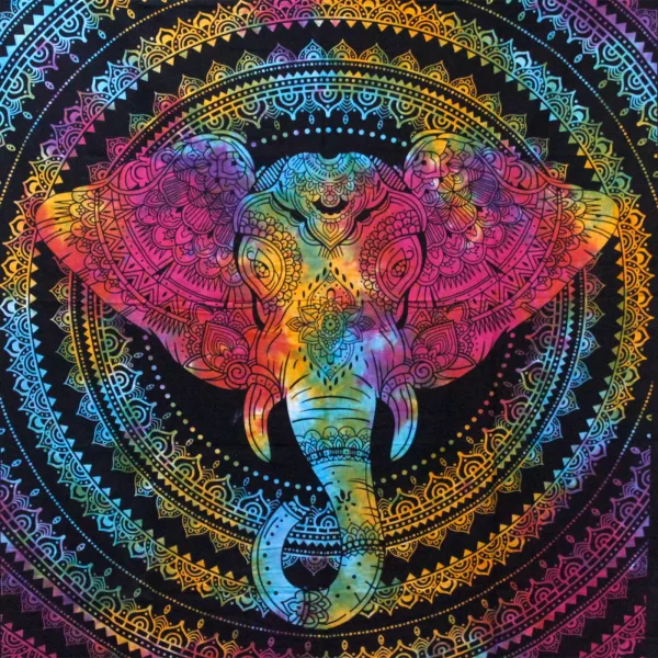 Single Cotton Bedspread + Wall Hanging - Elephant Head - Image 2