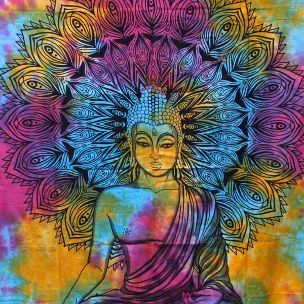 Single Cotton Bedspread + Wall Hanging - Peaceful Buddha - Image 2
