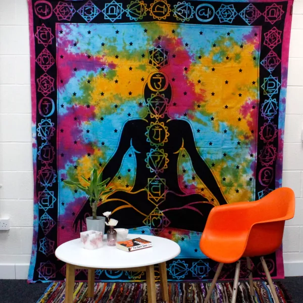 Double Cotton Bedspread + Wall Hanging - Chakra Buddha - Image 3