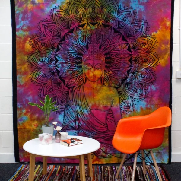 Double Cotton Bedspread + Wall Hanging - Peaceful Buddha - Image 3