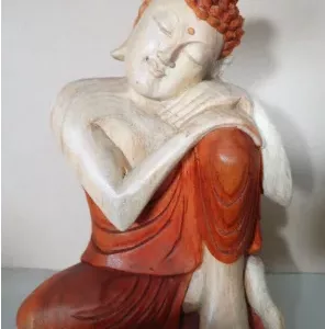 Hand Carved Buddha Statue – 30cm Thinking