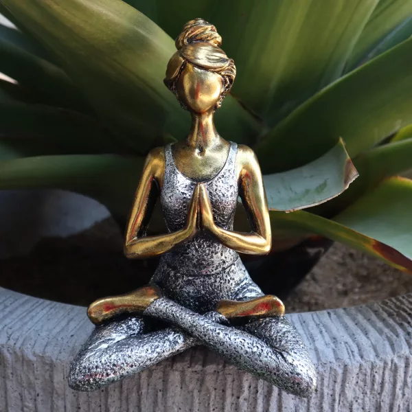 Yoga Lady Figure -  Bronze & Silver 24cm - Image 2