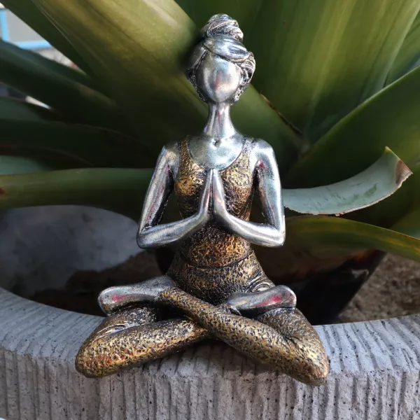 Yoga Lady Figure -  Silver & Gold 24cm - Image 3
