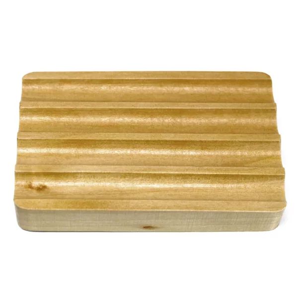 Hemu Wood Soap Dish - Corrugated - Image 2
