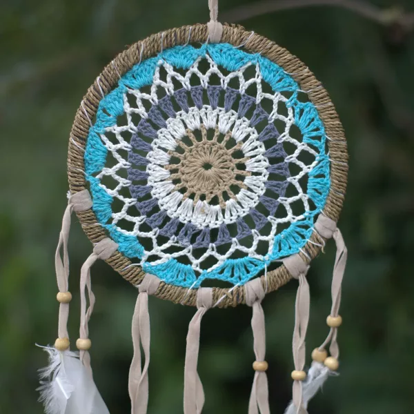 Pastel Blue Macramé Dream Catcher 16cm (asst colours) - Image 4