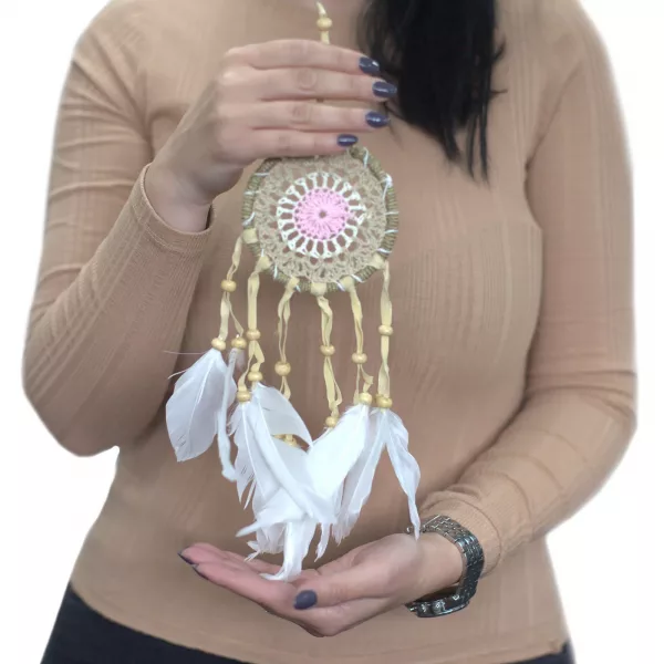 Pastel Blue Macramé Dream Catcher 9cm (asst colours) - Image 2
