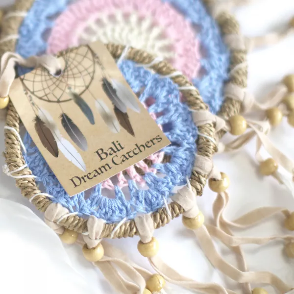 Pastel Blue Macramé Dream Catcher 9cm (asst colours) - Image 4