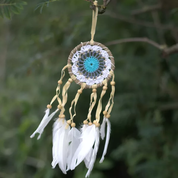 Pastel Blue Macramé Dream Catcher 9cm (asst colours) - Image 3