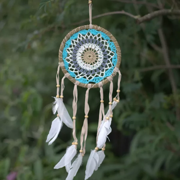 Pastel Blue Macramé Dream Catcher 16cm (asst colours) - Image 3