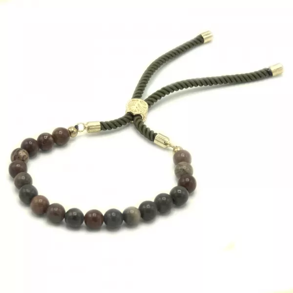 18K Gold Plated Gemstone Moss String Bracelet -  Picasso Jasper - Image 3
