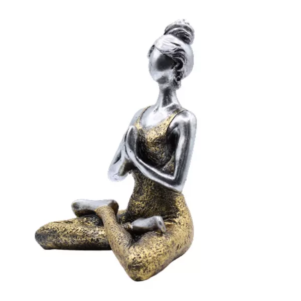 Yoga Lady Figure -  Silver & Gold 24cm - Image 2