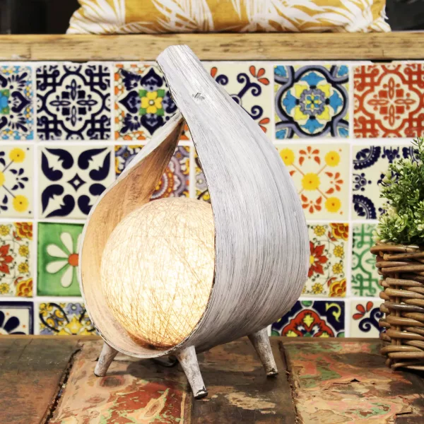 Natural Coconut Lamp - Greywash Wrapover - Image 2