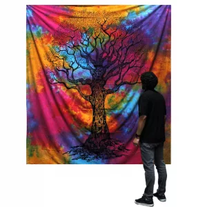 Double Cotton Bedspread + Wall Hanging – Winter Tree