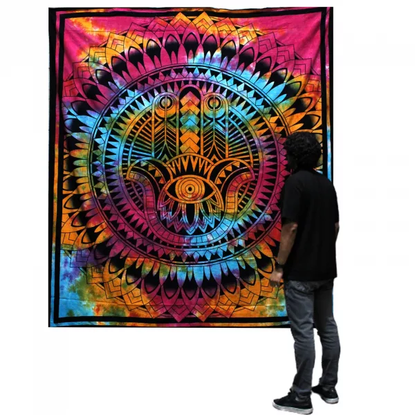 Double Cotton Bedspread + Wall Hanging - Hamsa - Image 2