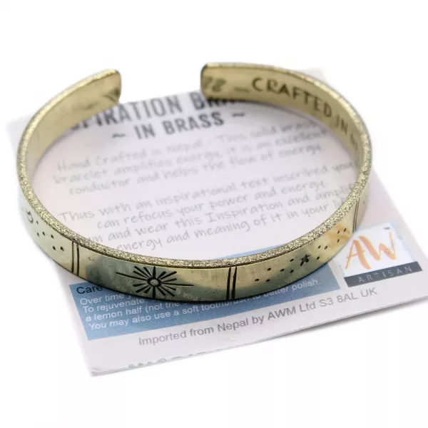 Inspiration Bracelet - Brass Snrise, Galaxy, Stars, Earth - Image 3