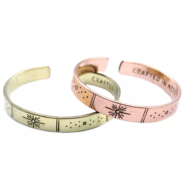 Inspiration Bracelet - Brass Snrise, Galaxy, Stars, Earth - Image 4