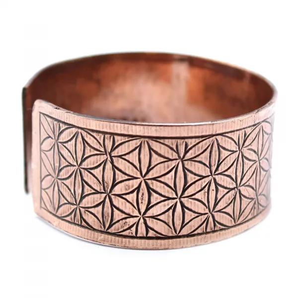 Copper Tibetan Bracelet - Flower of Life - Image 2