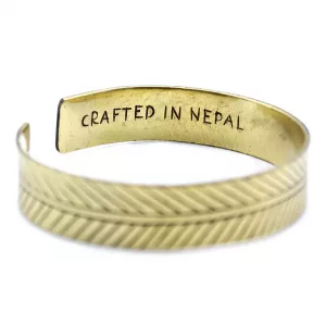 Brass Tibetan Bracelet – Wide Tribal Leaf