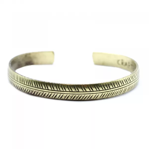 Brass Tibetan Bracelet - Slim Tribal Leaf - Image 2