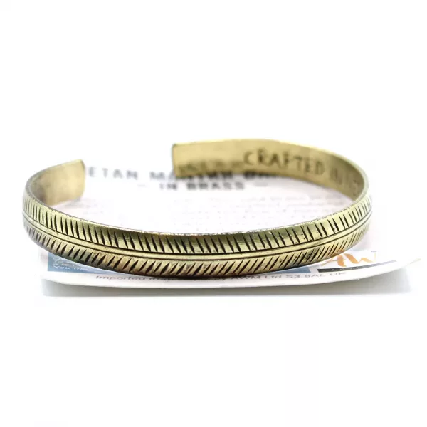 Brass Tibetan Bracelet - Slim Tribal Leaf - Image 3