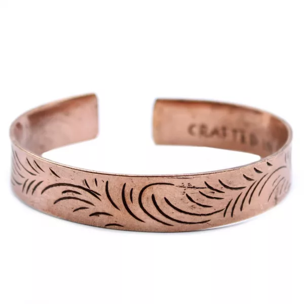 Copper Tibetan Bracelet - Wide Tribal Swirls - Image 4
