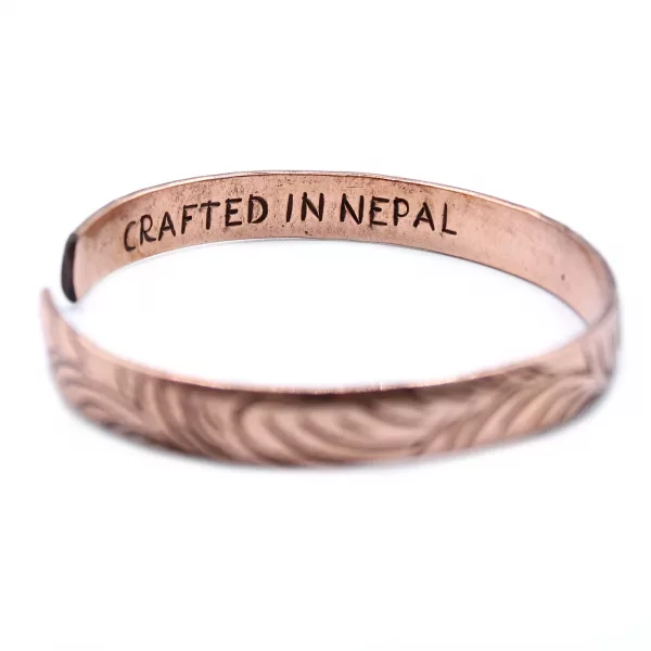 Copper Tibetan Bracelet - Slim Tribal  Swirls - Image 2