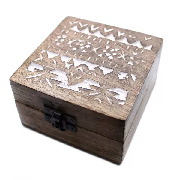 White Washed Wooden Box - 4x4 Slavic Design - Image 4
