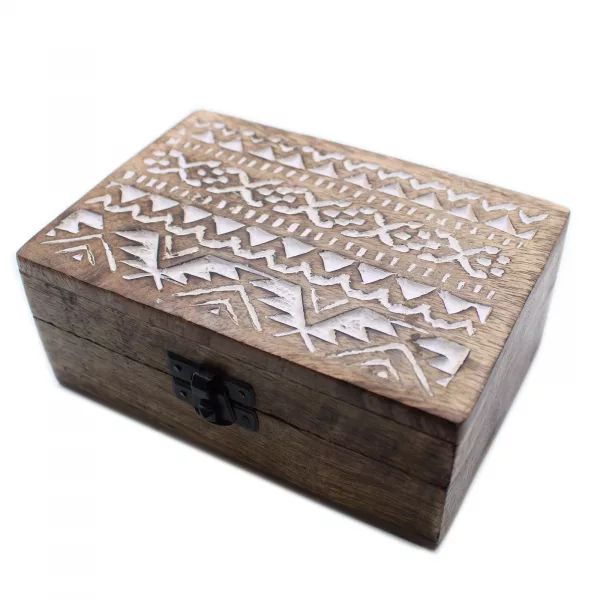 White Washed Wooden Box - 6x4 Slavic Design - Image 4