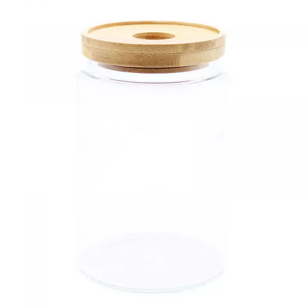 Cottage Bamboo Glass Jar - 15cm