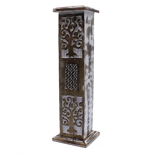 White Washed Incense Holder - Smoke Tower - Image 2