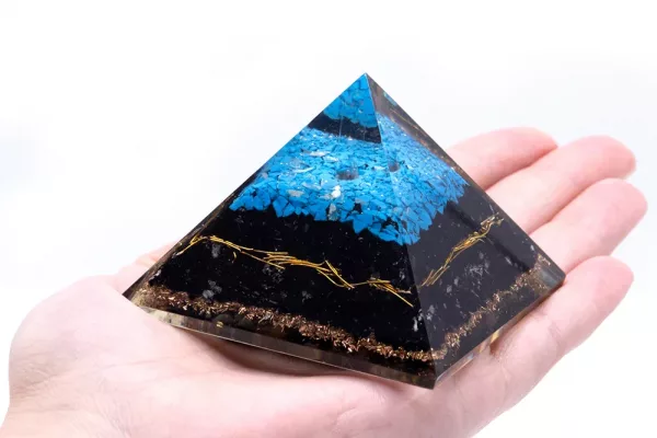Orgonite Pyramid - Turqoise and Black Tourmaline - 70 mm - Image 2