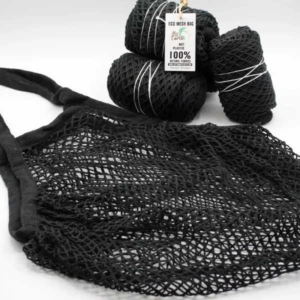 Pure Cotton Mesh Bag - Black - Image 2