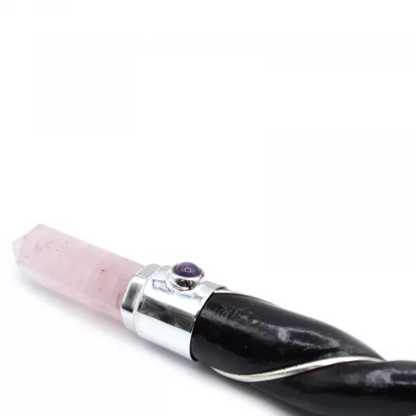 Twisted Healing Wand - Silver Rose Quartz Sphere - Image 3