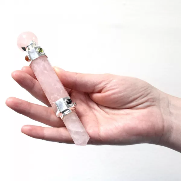 Hexagonal Crystal Healing Wand - 12cm - Rose Quartz - Image 3