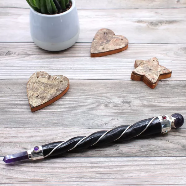 Twisted Healing Wand - Silver Amethyst Sphere - Image 4