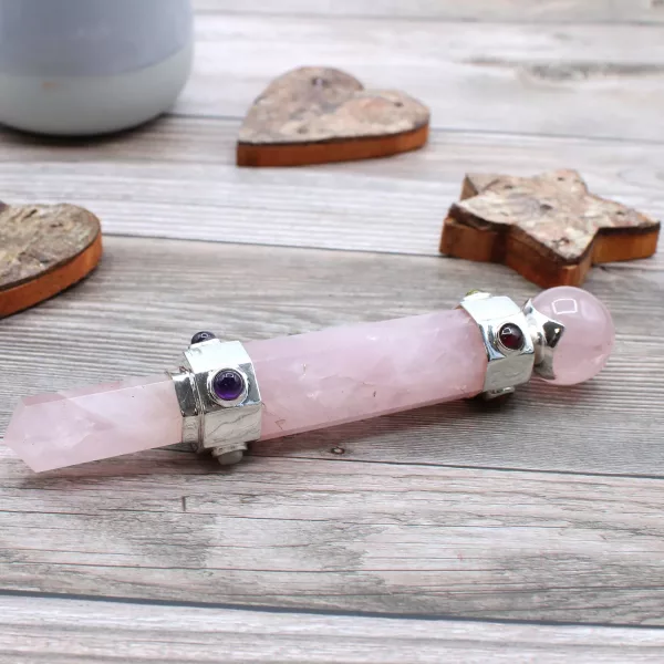 Hexagonal Crystal Healing Wand - 12cm - Rose Quartz - Image 4